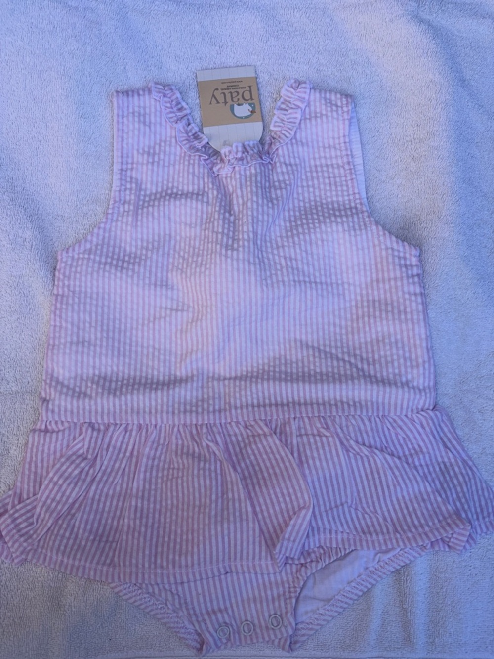 Pink Striped Ruffle Paty Swimsuit